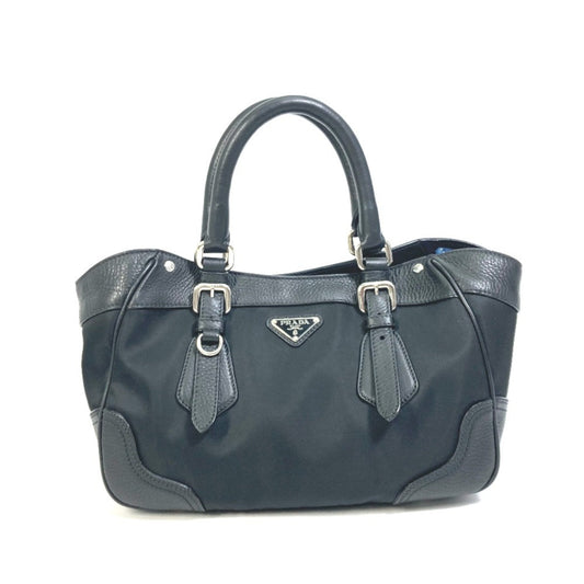 Prada Triangle Logo Leather Tote