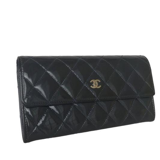 Chanel Logo Cc Patent Leather Wallet