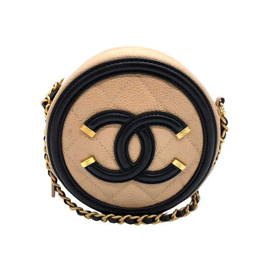 Chanel Cc Filigree Leather Shoulder Bag