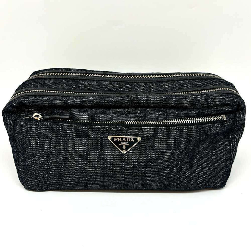 Prada Saffiano Denim Jeans Clutch