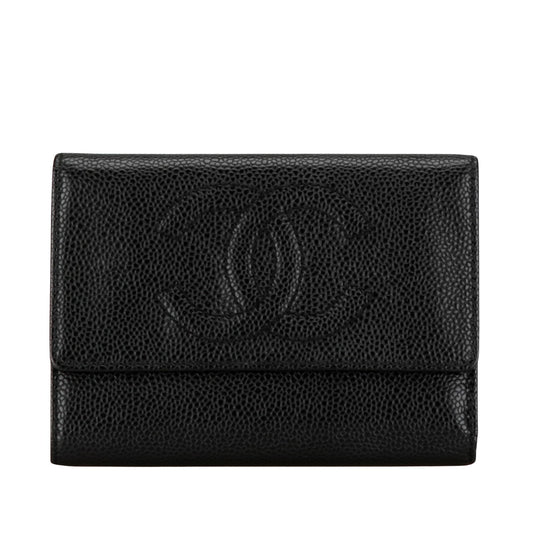 Chanel Logo Cc Leather Wallet